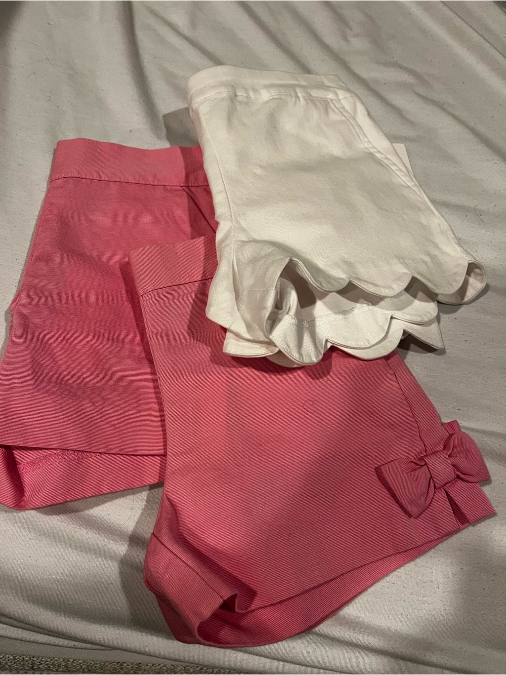 Janie and Jack Pink Bow Shorts & White Scallop Shorts